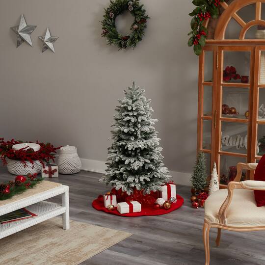 4ft. Pre-Lit Flocked North Carolina Fir Artificial Christmas Tree, Clear Lights